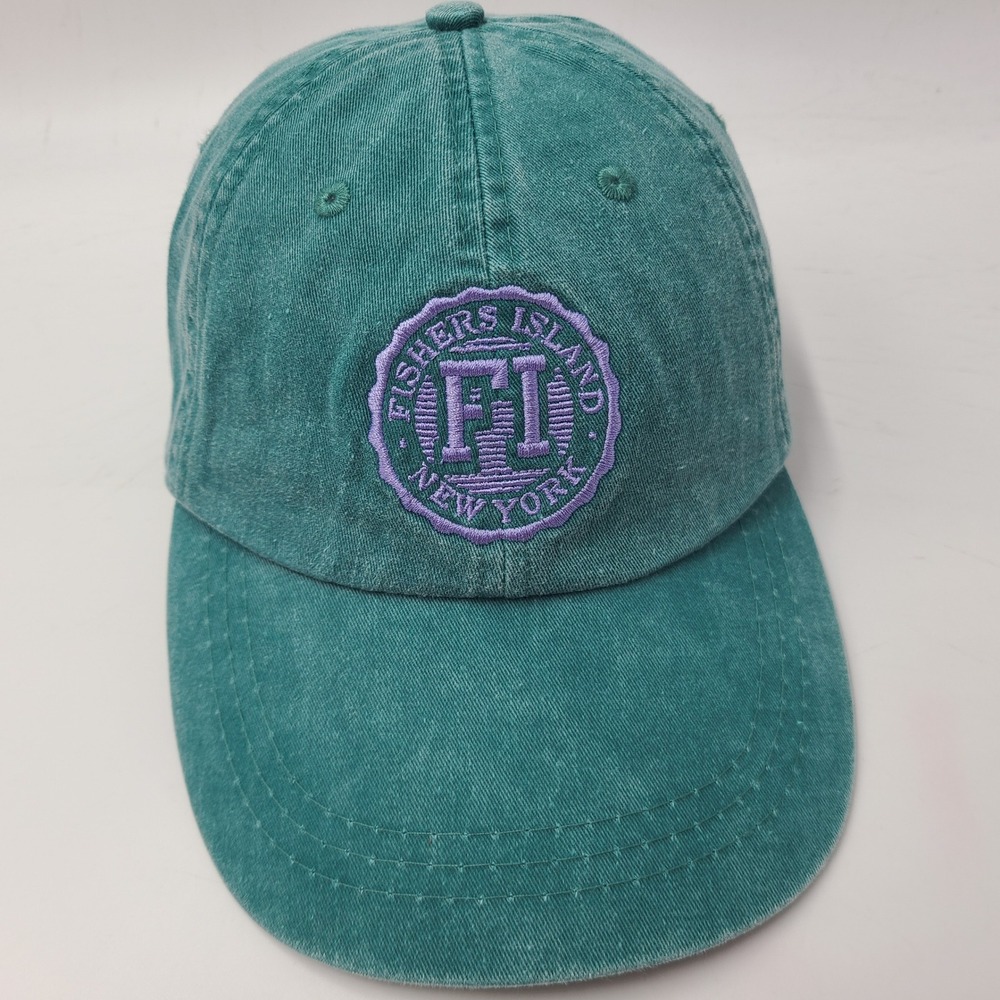Vintage Fishers Island New York‎ Hat Strapback (Fits Small) Teal Purple Casual